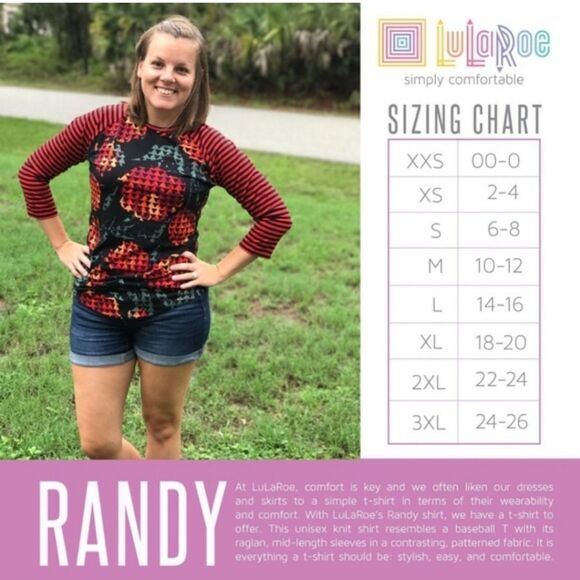 LuLaRoe Randy Tee Unisex Purple Paisley Print Medium Shirt Top Raglan Sleeve - Picture 5 of 8